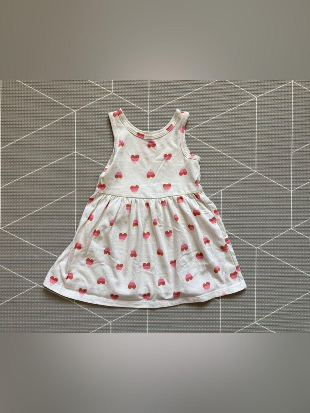Cat & Jack|Baby Girls/toddler off White Tank Dress w boho Pink Heart Printโขโขโข2T - Picture 6 of 8